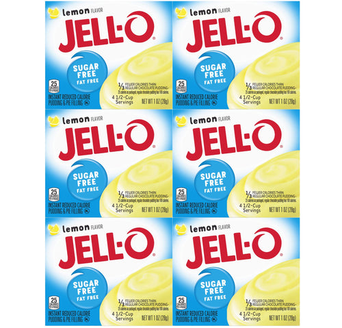 Jell-O Instant Lemon Pudding and Pie Filling, Sugar Free, 1 oz (Pack of 6)