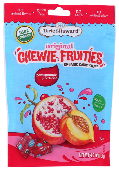 Torie & Howard Chewie Fruities Organic Candy, Pomegranate & Nectarine, 4 oz