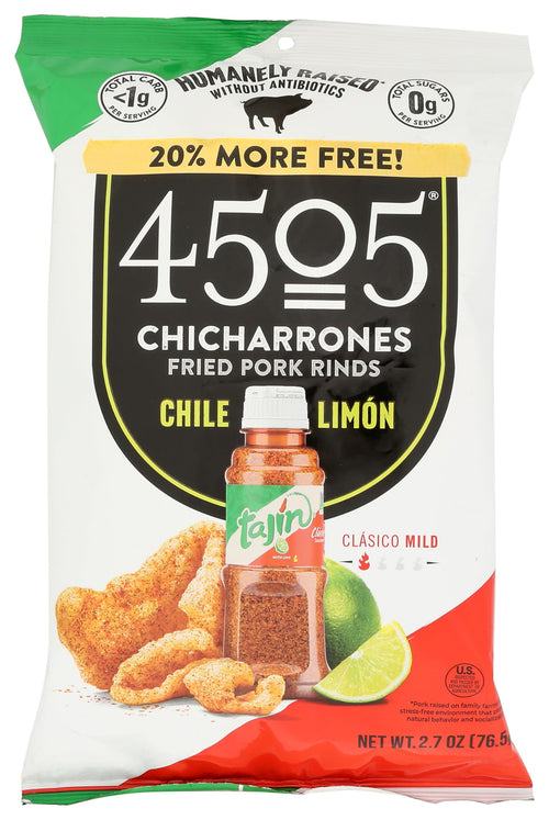 4505 Chicharrones Fried Pork Rinds, Tajin Seasoning (Pack of 12)