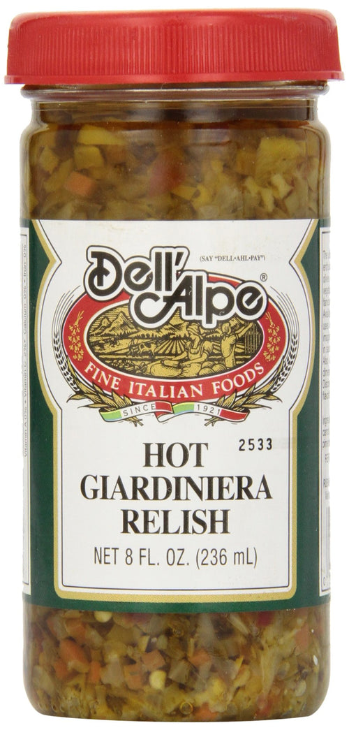 Dell Alpe Hot Giardiniera Relish, 8 oz