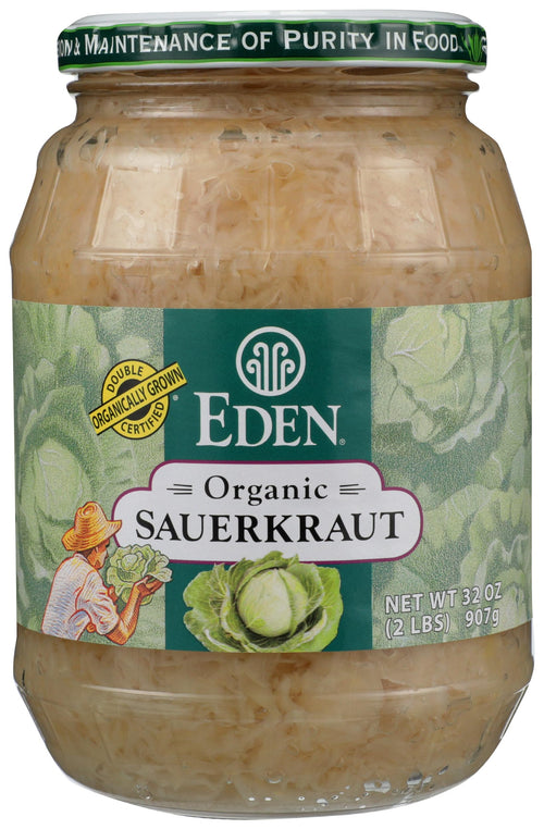 Eden Organic Sauerkraut, Fine Cut, 32 oz Glass Jar