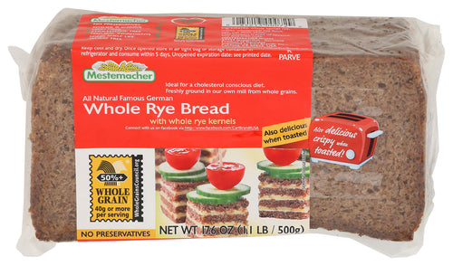 Mestemacher All Natural Whole Rye Bread, 17.6 oz