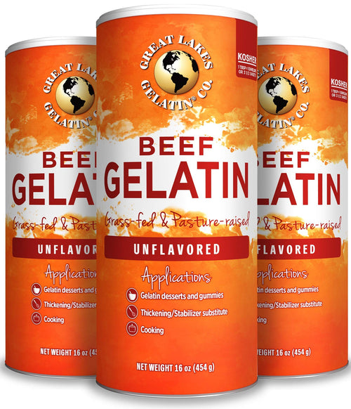 Great Lakes Wellness Unflavored Beef Gelatin Powder, 16 oz (Pack of 3)
