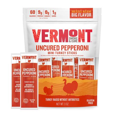 Vermont Smoke & Cure Mini Turkey Pepperoni Meat Sticks, 0.5 oz, 3 oz Pack