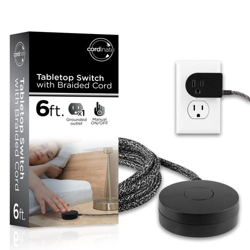 Cordinate Extension Cord with On/Off Switch Plug, 6 ft Braided Power Cord