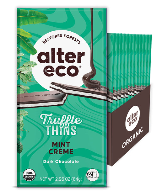 Alter Eco Mint Creme Truffle Thins Chocolate Bar (12 Pack)