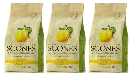 Sticky Fingers Lemon Poppyseed Scones, 15 oz (Pack of 3)