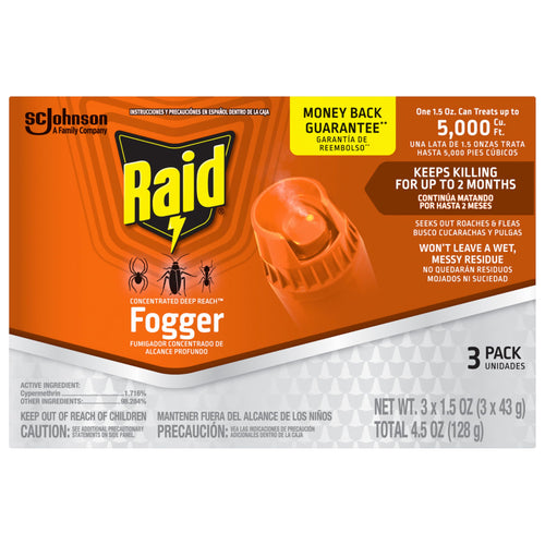 Raid Concentrated Deep Reach Fogger, Ants, Roaches and Spiders, 1.5 oz (3 Count)