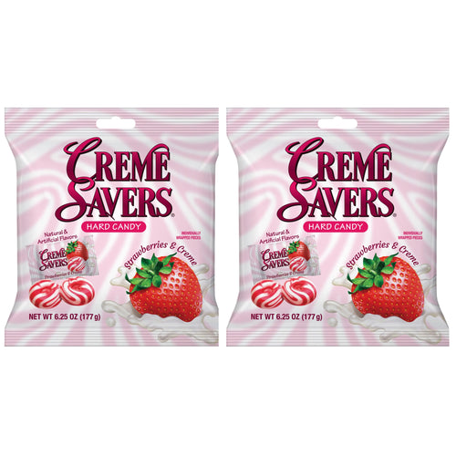 Creme Savers Strawberries and Creme Hard Candy, 6.25 oz Bag (Pack of 2)