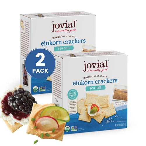 Jovial Organic Sourdough Einkorn Sea Salt Crackers, 4.5 oz (Pack of 2)