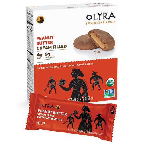 Olyra Organic Breakfast Biscuits, Cream-Filled Peanut Butter, 4 Count