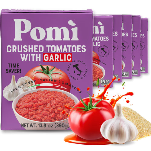 Pomi Crushed Tomatoes with Garlic, 13.8 oz (Pack of 12)