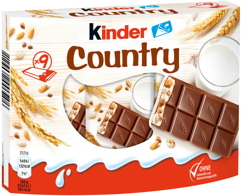 Kinder Country Milk Chocolate with Rich Milk Filling, 9 Count, 211.5 g