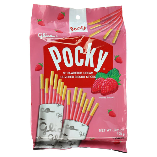 Glico Pocky Strawberry Cream Covered Biscuit Sticks, 3.81 oz