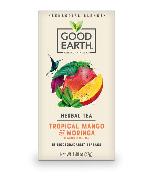 Good Earth Sensorial Blends Tropical Moringa & Mango Herbal Tea, 15 Count
