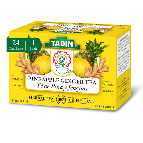 Tadin Pineapple Ginger Herbal Tea, Caffeine Free, 24 Tea Bags