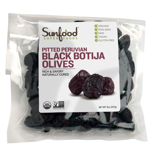 Sunfood Superfoods Organic Pitted Peruvian Black Botija Olives, 8 oz