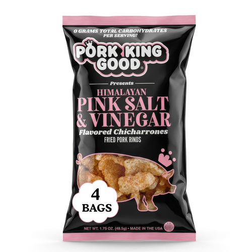 Pork King Good Himalayan Pink Salt and Vinegar Pork Rinds (Pack of 4)
