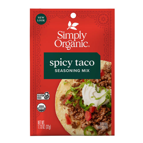 Simply Organic Spicy Taco Seasoning Mix, 1.13 oz (Pack of 12)