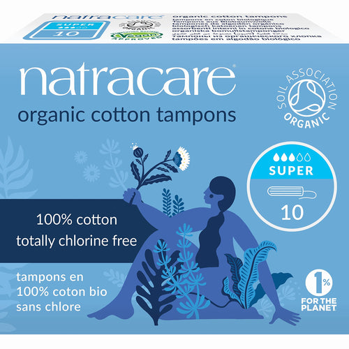 Natracare Non-Applicator Organic Cotton Tampons, Super, 10 Count