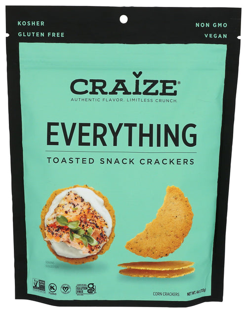 Craize Toasted Corn Crackers, Everything, 4 oz