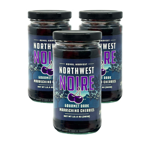 Royal Harvest Northwest Noire Dark Maraschino Cherries, 13.5 oz (Pack of 3)