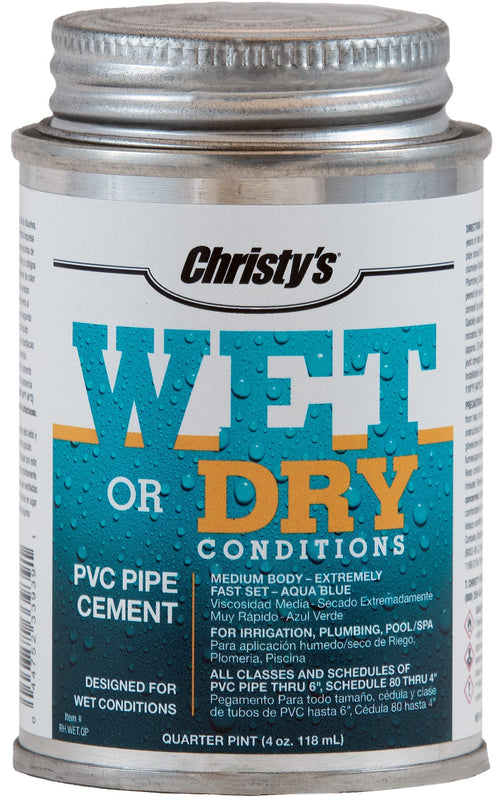 Christy's PVC Cement for Wet or Dry Conditions, Aqua Blue, 4 fl oz