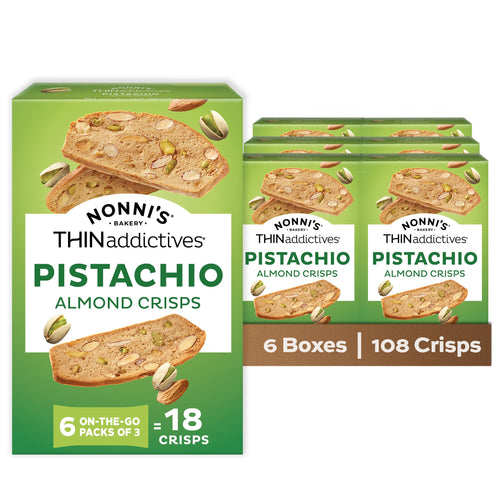 Nonni's Thin Addictives Pistachio Almond Thin Cookies, 6 Boxes (36 Count)