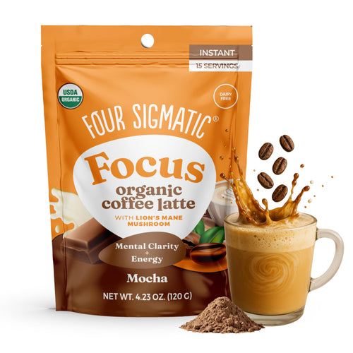 Four Sigmatic Mocha Focus Mushroom Coffee Latte, Organic Instant Latte, 4.23 oz