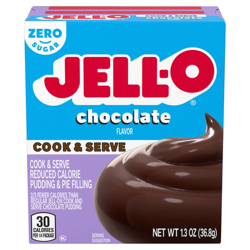 Jell-O Cook and Serve Chocolate Pudding Mix, Sugar Free, 1.3 oz (Pack of 4)