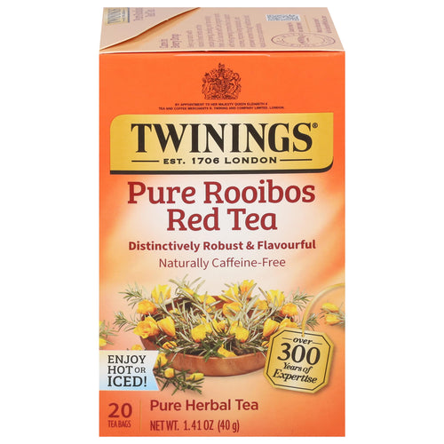 Twinings Pure Rooibos Red Herbal Tea, 20 Count