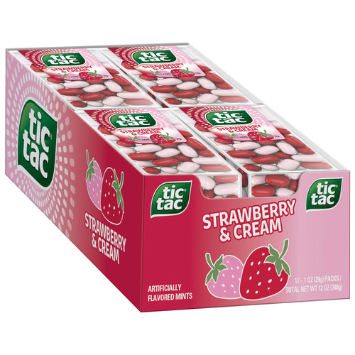 Tic Tac Strawberry and Cream Mints, 1 oz (Pack of 12)