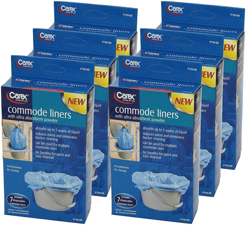 Carex Commode Liners with Absorbent Powder, 7 Count (Pack of 6)