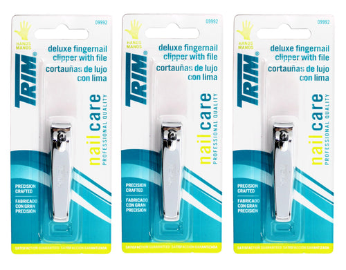 Trim Deluxe Fingernail Clippers with File (Set of 3)