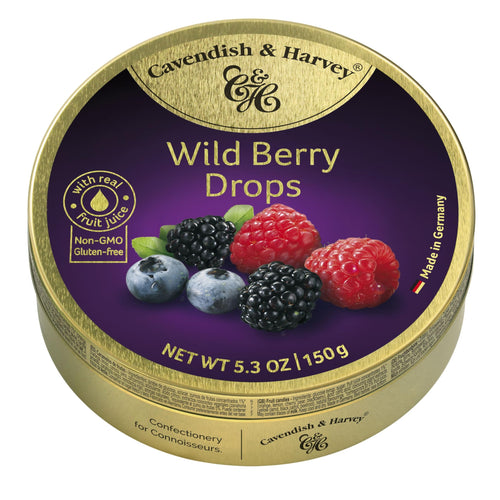Cavendish & Harvey Wild Berry Hard Candy Drops, 5.3 oz Tin (Pack of 4)