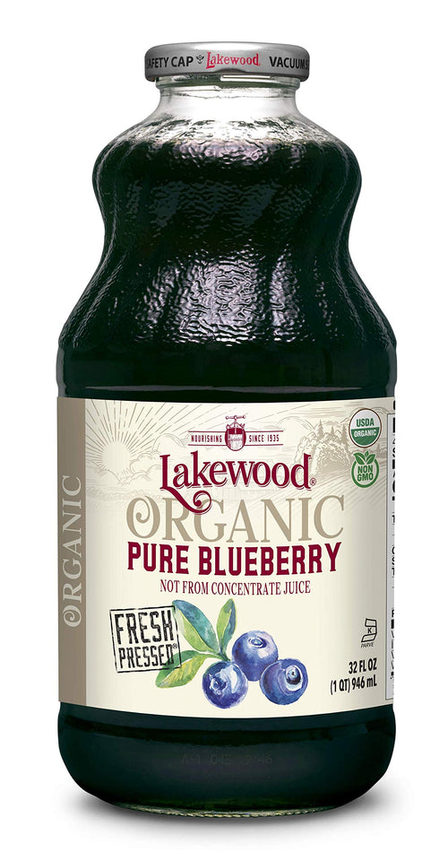 Lakewood Organic Pure Blueberry Juice, 32 fl oz (Pack of 6)