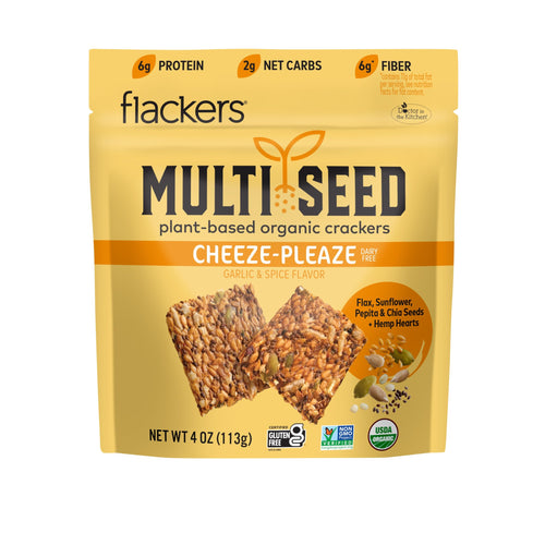 Flackers Organic Cheeze-Pleaze Multi-Seed Crackers, 4 oz