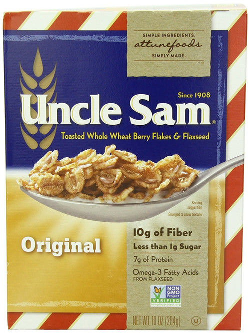 Uncle Sam Toasted Whole Wheat Berry Flakes & Flaxseed Original Cereal, 10 oz (Pack of 6)