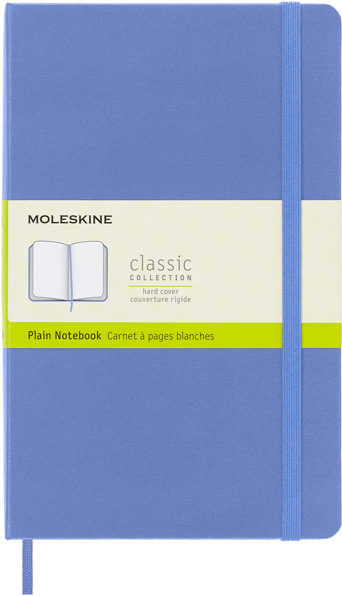 Moleskine Classic Notebook, Large, Plain, Hydrangea Blue, Hard Cover (5 x 8.25 in)