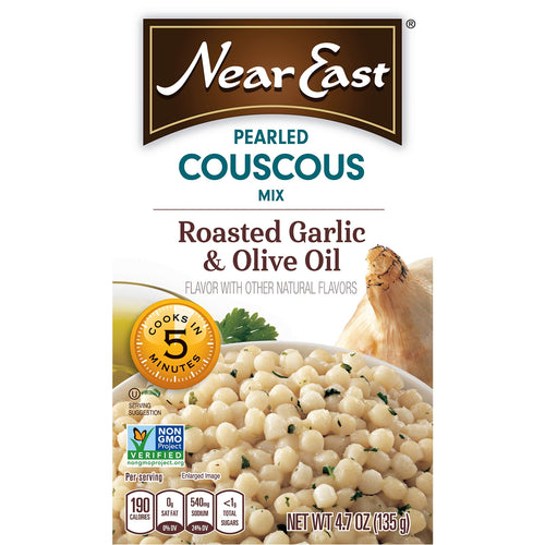 Near East Pearled Couscous, Roasted Garlic and Olive Oil, 4.7 oz (Pack of 6)