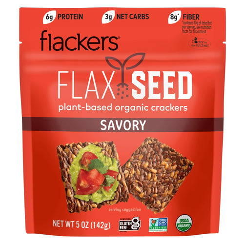 Flackers Organic Savory Flaxseed Crackers, 5 oz