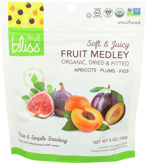 Fruit Bliss Organic Dried Fruit Medley, Apricots, Plums & Figs, 5 oz