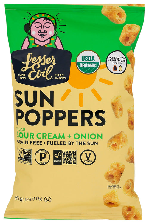 Lesserevil Sour Cream and Onion Sun Poppers, 4 oz