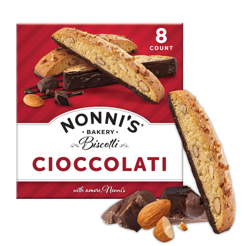 Nonni's Cioccolati Chocolate Biscotti Cookies, Individually Wrapped, 8 Count