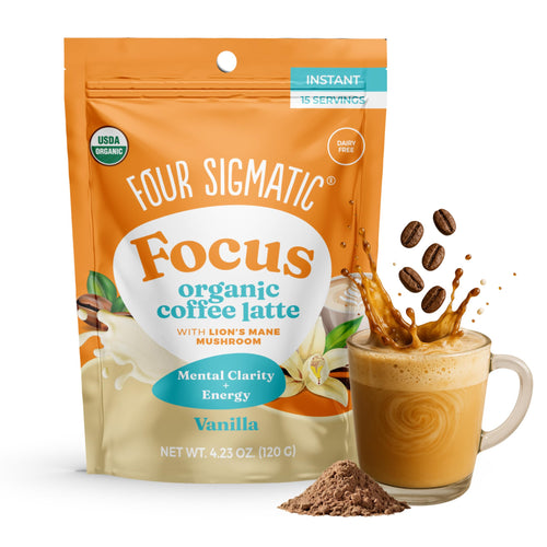 Four Sigmatic Vanilla Focus Mushroom Coffee Latte, Organic Instant Latte, 4.23 oz