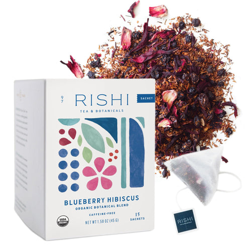 Rishi Tea Blueberry Hibiscus Organic Herbal Tea Bags, 15 Count