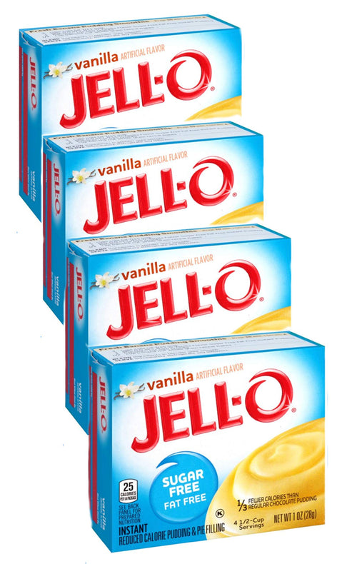 Jell-O Sugar Free Vanilla Instant Pudding, 1 oz (Pack of 4)