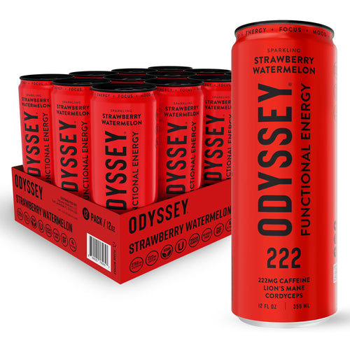 Odyssey Functional Energy Drink, Strawberry Watermelon, 12 oz (Pack of 12)