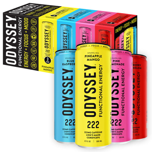 Odyssey Functional Energy Drink, 222 mg Caffeine, Variety Pack (12 Count)