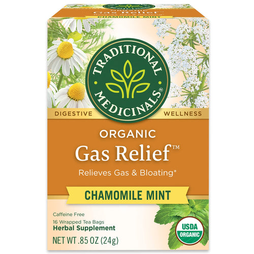 Traditional Medicinals Organic Gas Relief Tea, Chamomile Mint, 16 Tea Bags